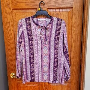 Violet+Claire Purple and Pink Patterned Women's Top